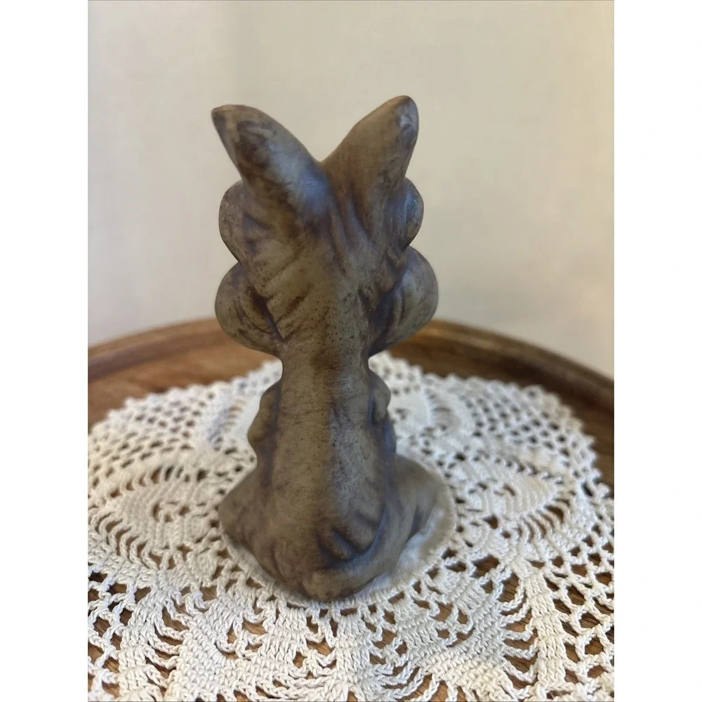 vintage California stoneware terrier dog.Suzi Handmade Brown Dip Glaze Green Eye